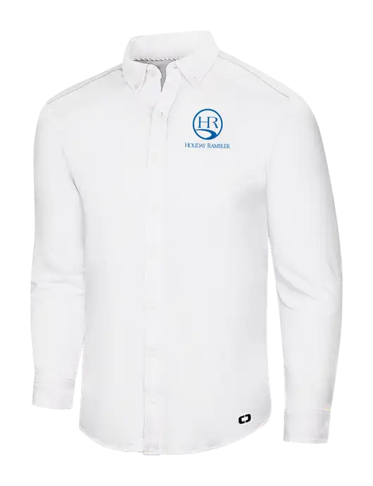 OGIO Bright White Modern Code Stretch Button-Up Shirt w/Holiday Rambler Logo