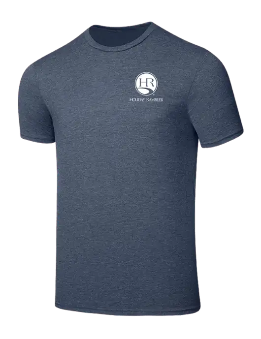 Seriously Soft Heathered Navy T-Shirt w/Holiday Rambler Logo
