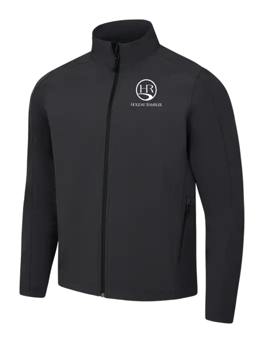 Black Charcoal Heather Core Soft Shell Jacket w/Holiday Rambler Logo