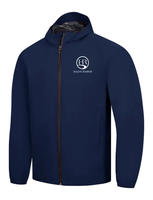 Navy Essential Rain Jacket w/Holiday Rambler Logo