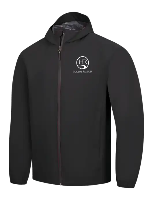 Black Essential Rain Jacket w/Holiday Rambler Logo