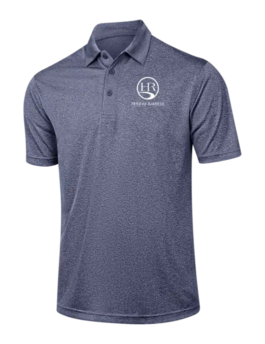 Navy Heather Contender Polo w/Holiday Rambler Logo