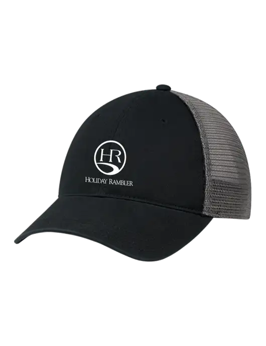 Richardson 111 Garment Washed Trucker Cap Black w/Charcoal Mesh w/Holiday Rambler Logo