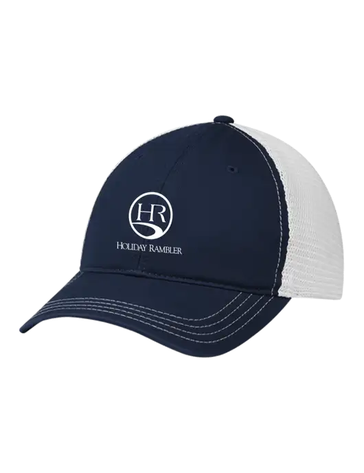 Richardson 111 Garment Washed Trucker Cap Navy w/White Mesh w/Holiday Rambler Logo