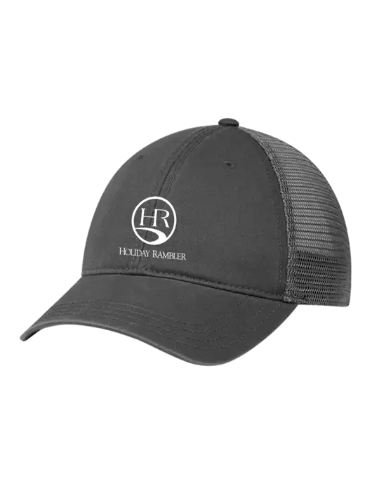 Richardson 111 Garment Washed Trucker Cap Charcoal w/Charcoal Mesh w/Holiday Rambler Logo