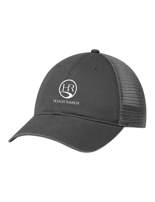 Richardson 111 Garment Washed Trucker Cap Charcoal w/Charcoal Mesh w/Holiday Rambler Logo
