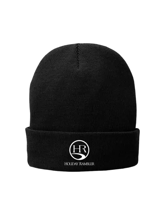 Black Fleece-Lined Knit Cap w/Holiday Rambler Logo