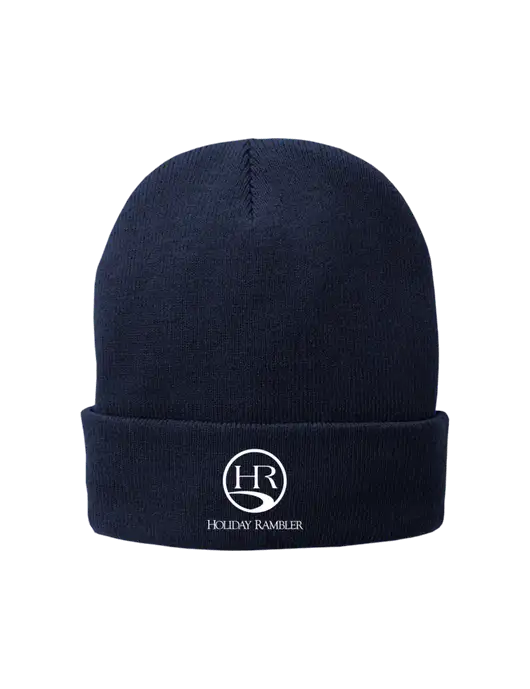 Dark Navy Fleece-Lined Knit Cap w/Holiday Rambler Logo