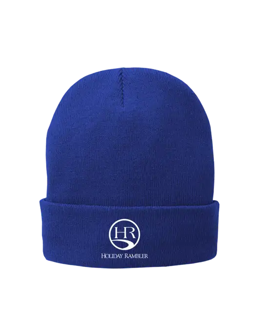 Dark Royal Fleece-Lined Knit Cap w/Holiday Rambler Logo