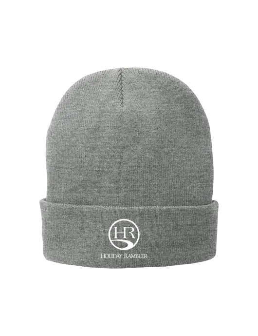 Dark Medium Grey Fleece-Lined Knit Cap w/Holiday Rambler Logo