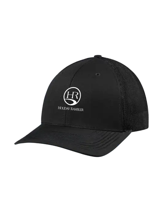 Richardson Adjustable Snapback Original 112 Trucker Cap Black w/Black Mesh w/Holiday Rambler Logo