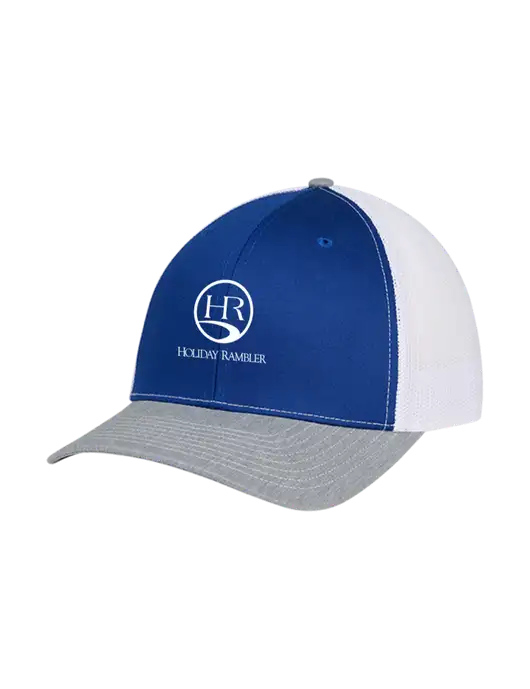 Richardson Adjustable Snapback Original 112 Trucker Cap Royal/HeatherGrey/White Mesh w/Holiday Rambler Logo
