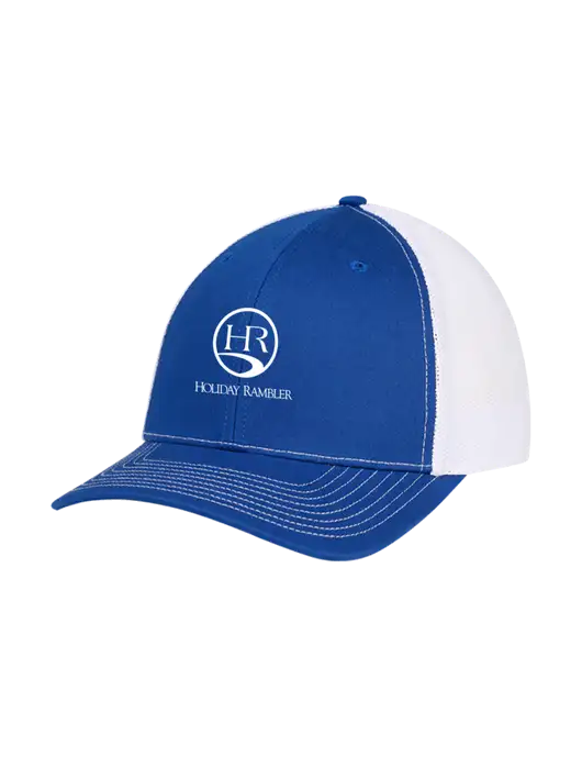 Richardson Adjustable Snapback Original 112 Trucker Cap Royal w/White Mesh w/Holiday Rambler Logo