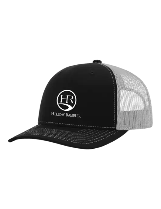 Richardson Adjustable Snapback Original 112 Trucker Cap Black w/White Mesh w/Holiday Rambler Logo