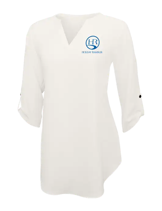 Ivory Womens 3/4 Sleeve Tunic Blouse w/Holiday Rambler Logo