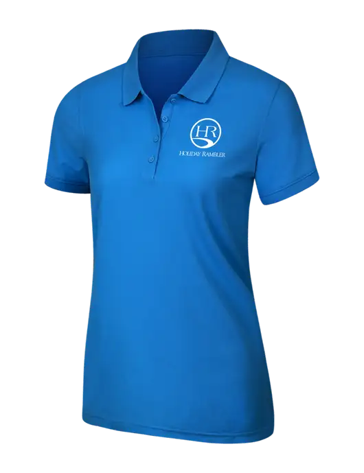 Light Royal Blue Womens Core Classic Pique Polo w/Holiday Rambler Logo