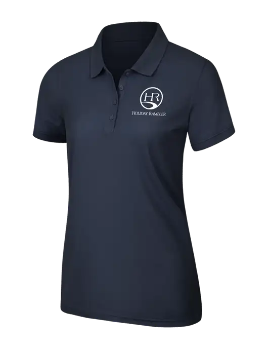 Navy Blue Womens Core Classic Pique Polo w/Holiday Rambler Logo
