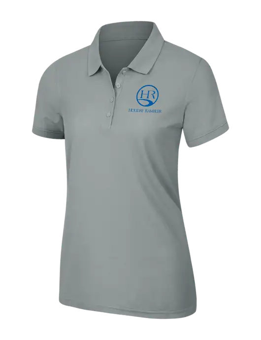 Light Grey Womens Core Classic Pique Polo w/Holiday Rambler Logo