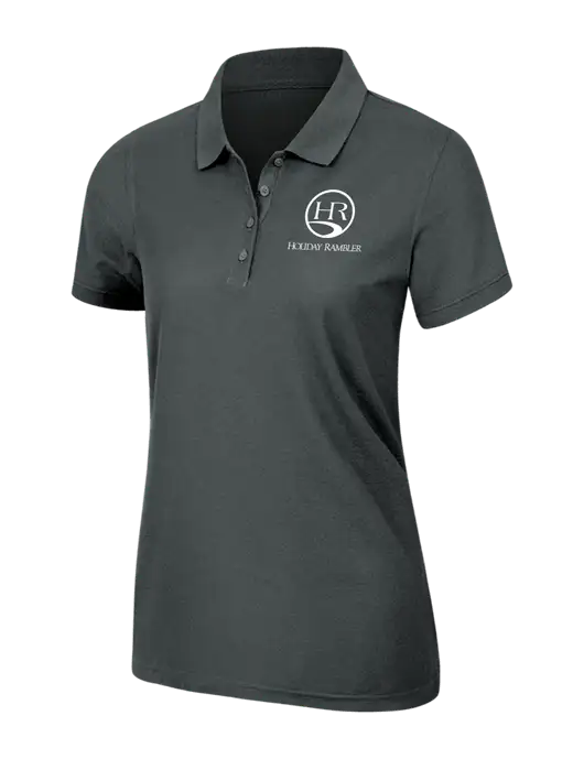 Dark Grey Womens Core Classic Pique Polo w/Holiday Rambler Logo