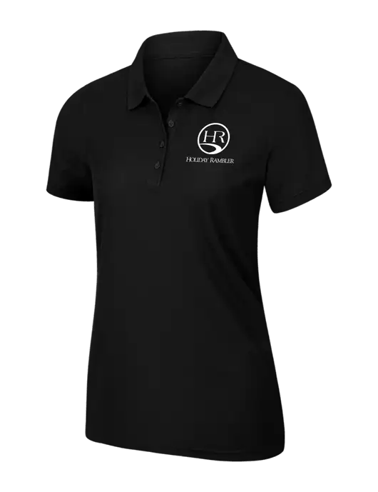 Womens Black Core Classic Pique Polo w/Holiday Rambler Logo