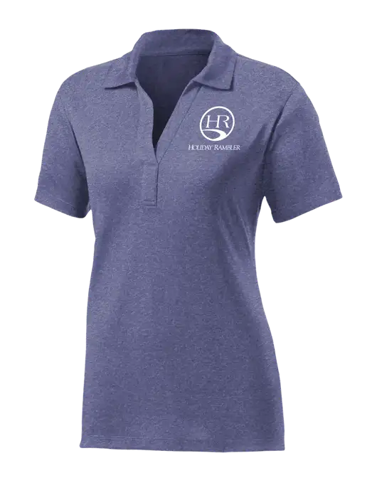 Womens Navy Heather Contender Polo w/Holiday Rambler Logo
