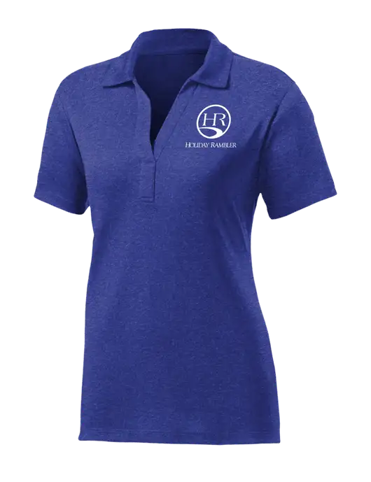 Womens Dark Royal Heather Contender Polo w/Holiday Rambler Logo