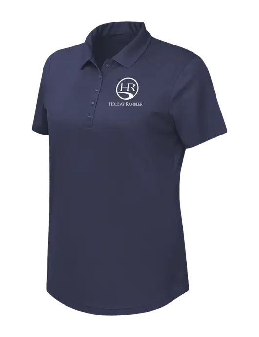 Callaway Womens Birdseye Navy Polo w/Holiday Rambler Logo