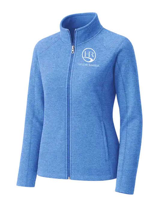 Light Royal Heather Womens Microfleece Full-Zip Jacket w/Holiday Rambler Logo
