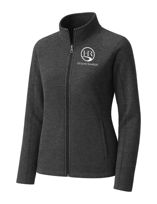Charcoal Womens Heather Microfleece Full-Zip Jacket w/Holiday Rambler Logo