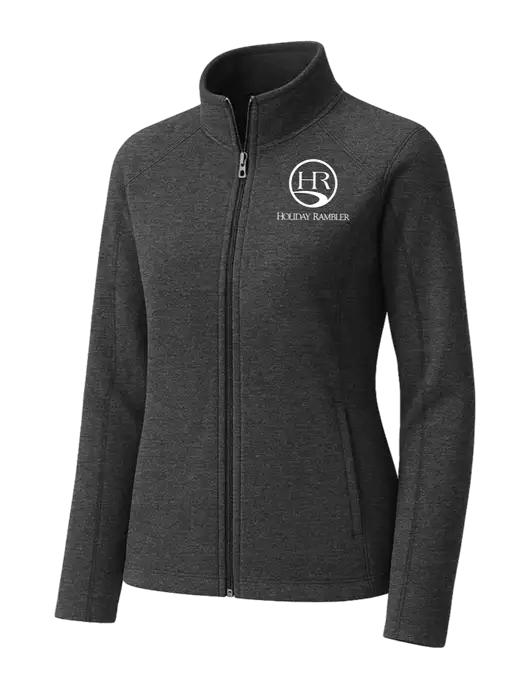 Charcoal Womens Heather Microfleece Full-Zip Jacket w/Holiday Rambler Logo