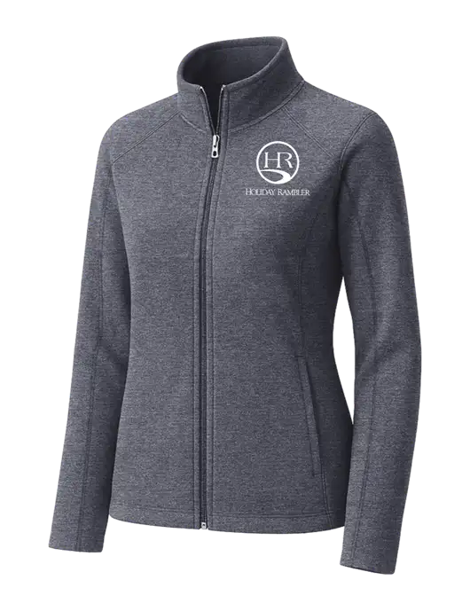 Light Navy Heather Womens Microfleece Full-Zip Jacket w/Holiday Rambler Logo