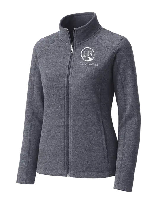 Light Navy Heather Womens Microfleece Full-Zip Jacket w/Holiday Rambler Logo