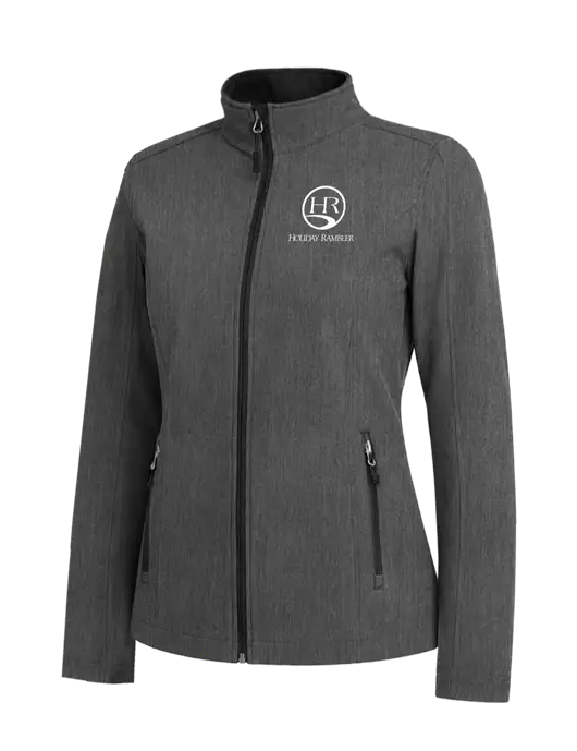 Medium Grey Heather Womens Core Soft Shell Jacket w/Holiday Rambler Logo