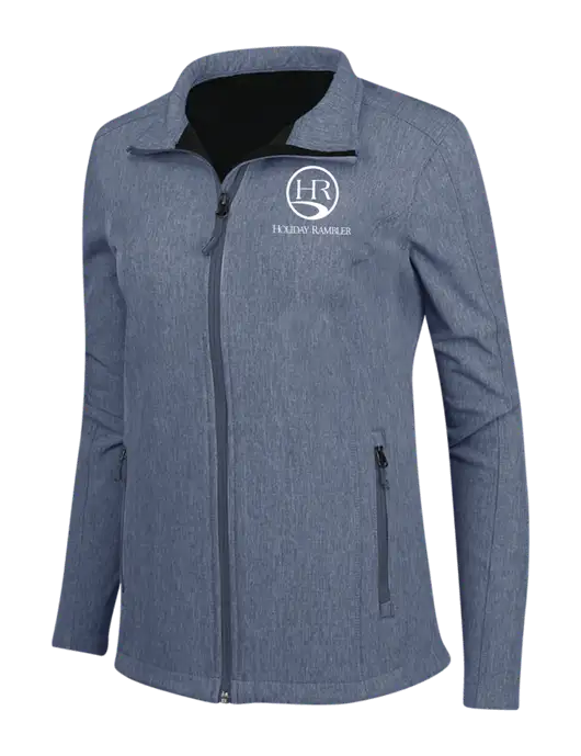 Navy Heather Womens Core Soft Shell Jacket w/Holiday Rambler Logo