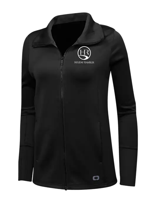 OGIO Black Womens Endurance Modern Performance Full-Zip w/Holiday Rambler Logo