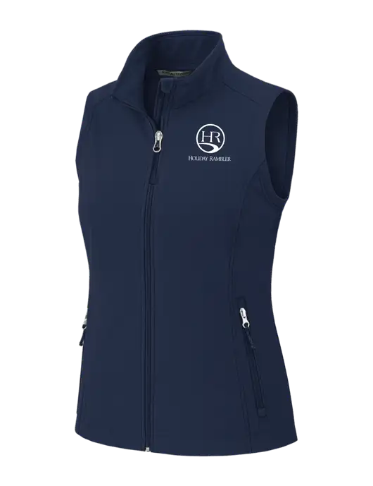 Navy Womens Core Soft Shell Vest w/Holiday Rambler Logo