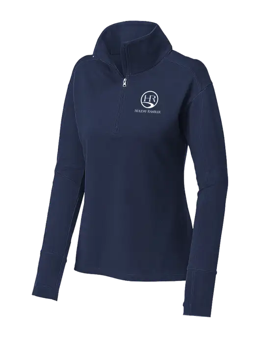 Womens Sport-Wick Flex Fleece Dark Navy 1/4-Zip w/Holiday Rambler Logo