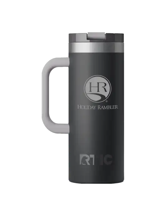RTIC Road Trip 20 oz Charcoal Travel Mug w/Holiday Rambler Logo
