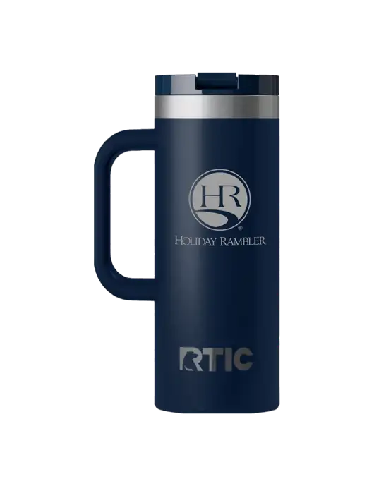 RTIC Road Trip 20 oz Navy Travel Mug w/Holiday Rambler Logo
