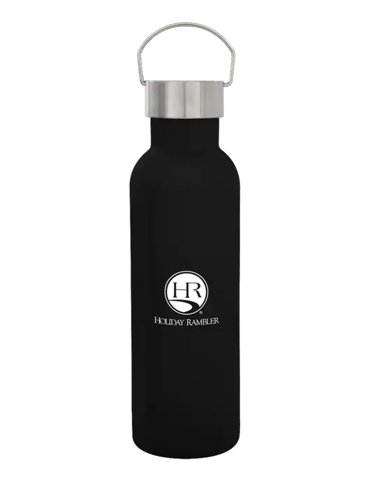 28 oz Black Bubbli Stainless Steel Bottle w/Holiday Rambler Logo