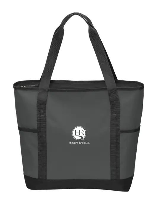 On the Go Charcoal/Black Tote  w/Holiday Rambler Logo