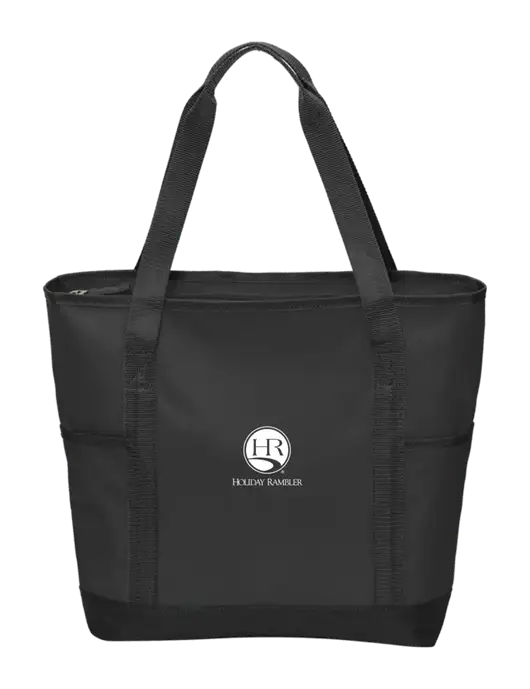 On the Go Black/Black Tote w/Holiday Rambler Logo