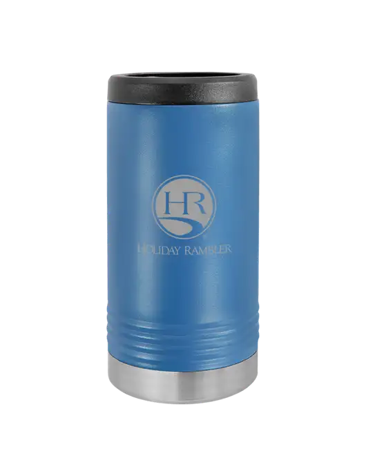 Polar Camel Powder Coated Royal Blue Vacuum Insulated Slim Beverage Holder w/Holiday Rambler Logo