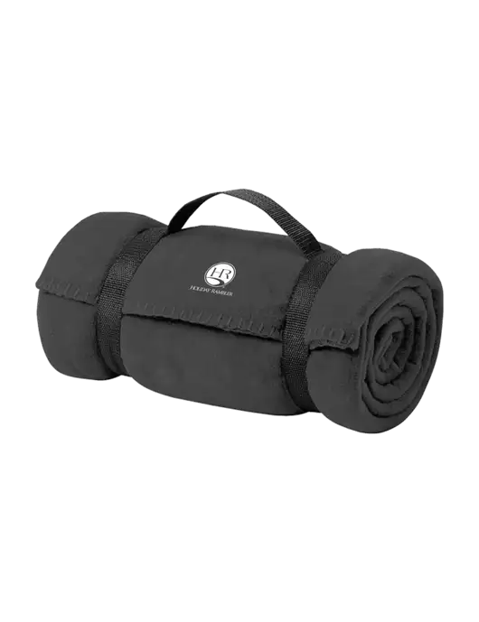 Casual Midnight Heather Fleece Blanket With Strap w/Holiday Rambler Logo