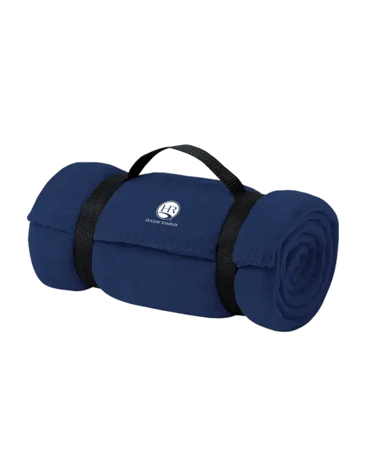 Casual Navy Fleece Blanket With Strap  w/Holiday Rambler Logo