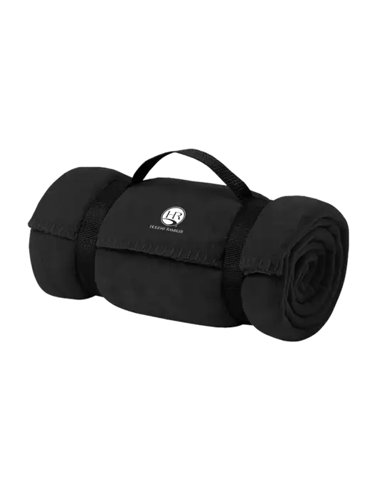 Casual Black Fleece Blanket With Strap w/Holiday Rambler Logo