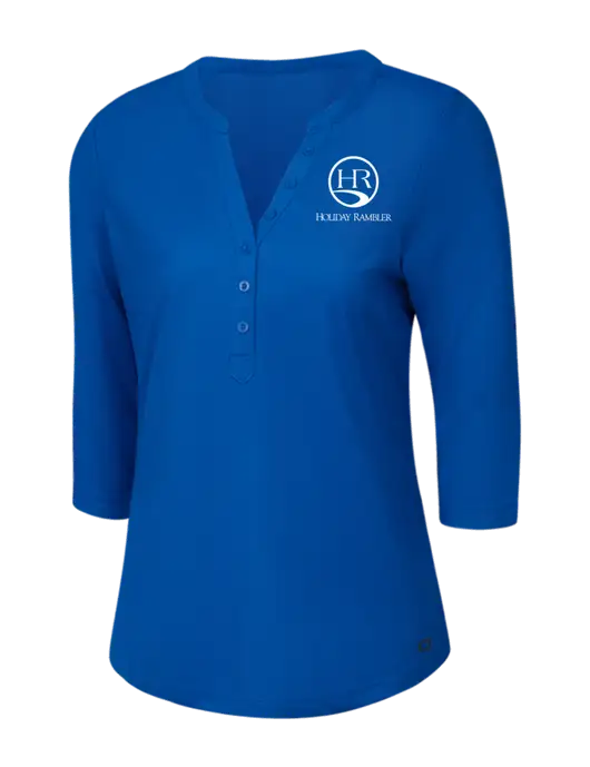 OGIO Royal Blue Jewel Henley w/Holiday Rambler Logo