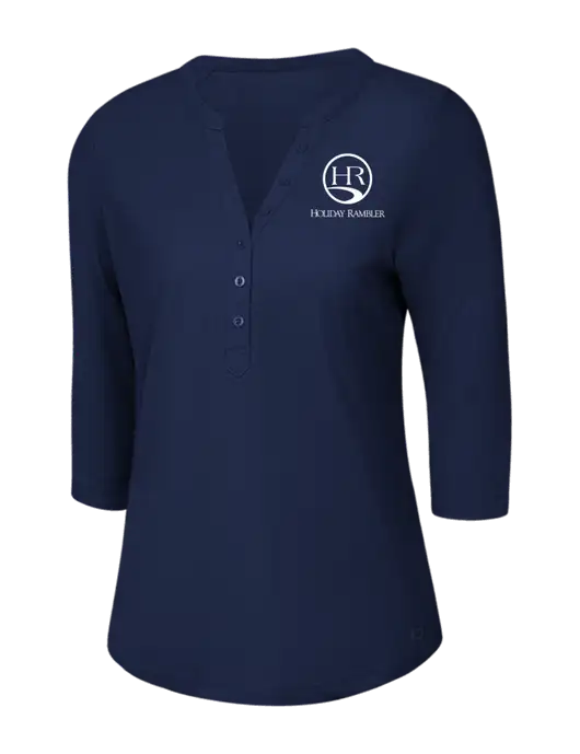 OGIO Navy Jewel Henley w/Holiday Rambler Logo