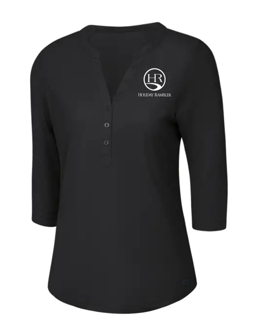 OGIO Blacktop Jewel Henley w/Holiday Rambler Logo
